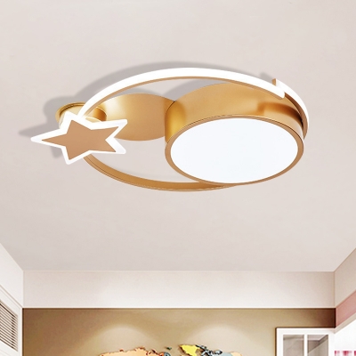 Star and Circle Flushmount Lighting Simplicity Acrylic LED White/Gold Close to Ceiling Lamp