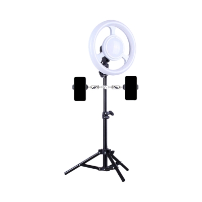 Steering Wheel Metal USB Fill Light Minimalism LED Black Vanity Lamp with Phone Stand Function
