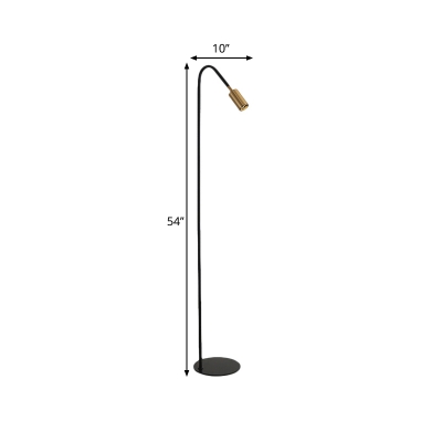 Tube Metallic Reading Floor Lighting Simplicity 1-Light Black Stand Up Lamp for Great Room