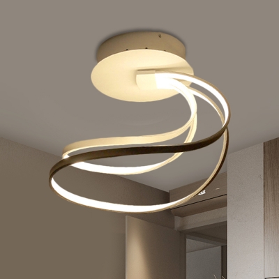 White Twisted Flush Mount Lighting Modernist LED Acrylic Ceiling Mounted Light, Warm/White Light