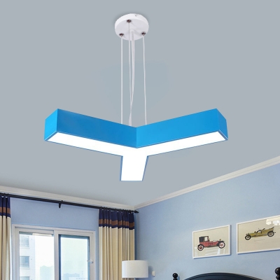 Y-Shape Chandelier Light Simplicity Acrylic Yellow/Red/Blue LED Pendant Lamp Fixture for Sleeping Room