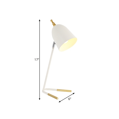 1 Light White Dome Night Table Lamp Modernism Metallic Desk Lighting with V-Shape Pedestal
