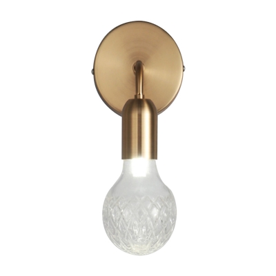 Ball Clear/Frosted Glass Wall Light Sconce Colonial 1 Bulb Bedroom Wall Lighting Fixture in Gold