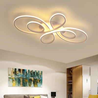 Chinese Knot Ceiling Mounted Fixture Modernism White/Dark Coffee LED Semi Flush in Warm/White Light, 23.5