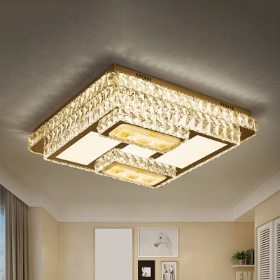 

Chrome Square Flushmount Lighting Modern Clear Crystal Block LED Flush Ceiling Light for Bedroom, HL688393