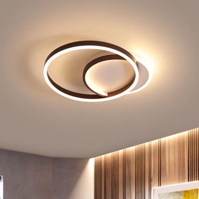 Circular Acrylic Flush Light Fixture Modern Gold/Coffee LED Flush Mount Lamp in Warm/White, 16