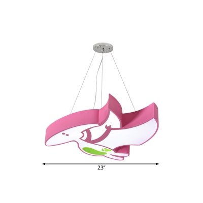 Dinosaur Hanging Chandelier Cartoon Acrylic Pink/Blue LED Ceiling Suspension Lamp for Kindergarten