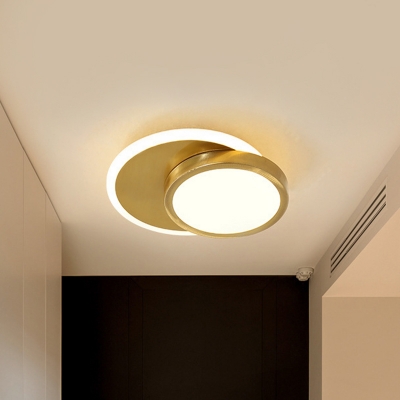 Metal Circular Close to Ceiling Lamp Modernism LED Gold Flush Mount Light Fixture