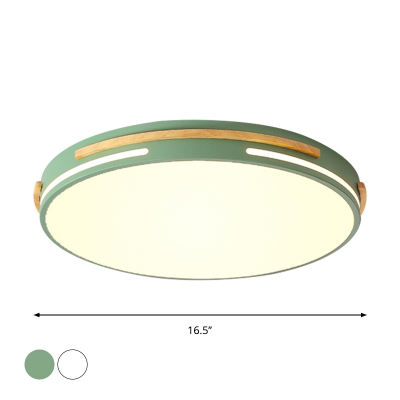 Minimalist Circle Flush Mount Light Acrylic LED Sitting Room Ceiling Flush in White/Green