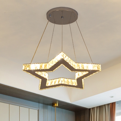 Modern Star LED Pendant Chandelier Crystal Block Sleeping Room Hanging Ceiling Light in Gold