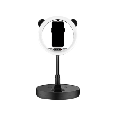 Modernism Ring USB Vanity Lamp Metallic Phone Support LED Fill-in Light with Bear Ear Design in Black/White/Pink