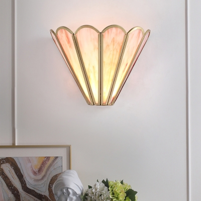 Pink Glass Up Flared Wall Light Sconce Modernism 1 Head Wall Mounted Lighting for Drawing Room