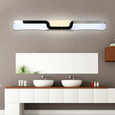Rectangle Bathroom Wall Vanity Lamp Acrylic LED Minimalist Wall Sconce Lighting in Chrome, Warm/White Light