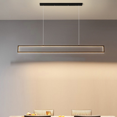 Rectangle Frame Island Lighting Simple Acrylic LED Black Pendant Lamp in Warm/White Light for Dining Room