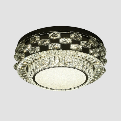 Round/Square Flush Light Modern Style Beveled Crystal Dining Room LED Ceiling Lighting in Warm/White Light