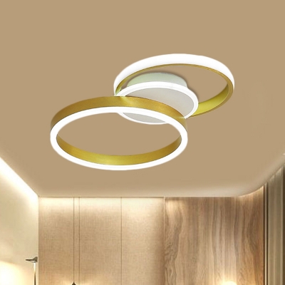 Simple Style Tiered Hoop Flush Mount Fixture Metallic LED Bedroom Flush Ceiling Light in Gold