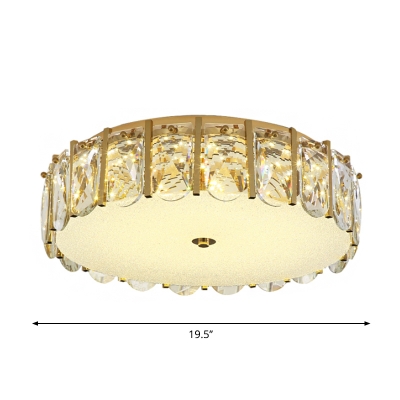 Simplicity LED Flush Mount Gold Round Acrylic Ceiling Lighting with Clear Crystal Shade