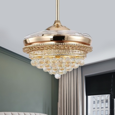 Teardrop Crystal Ball Ceiling Fan Light Modern Style 19