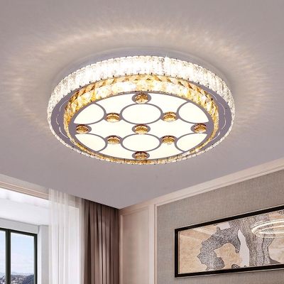 2-Tier Bedroom Ceiling Mount Light Clear and Amber Crystal Modern LED Flushmount in Chrome