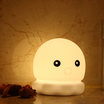 7-Color Changeable Octopus Mini Night Lamp Kids Rubber White Chargeable LED Table Lighting for Baby Room