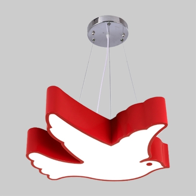 Acrylic Flying Bird Chandelier Lamp Cartoon Yellow/Red/Green LED Ceiling Pendant for Children Bedroom