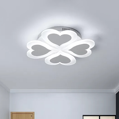 Acrylic Heart Flush Mount Fixture Contemporary LED Flush Light in White for Bedroom