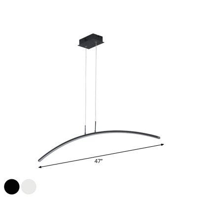 Arc Suspension Lighting Minimalist Metallic Black/White LED Island Pendant in Warm/White Light for Dining Room