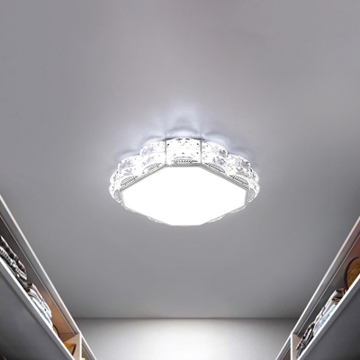 Beveled Crystal Square/Round Flushmount Contemporary LED Close to Ceiling Lighting in Black/White for Corridor