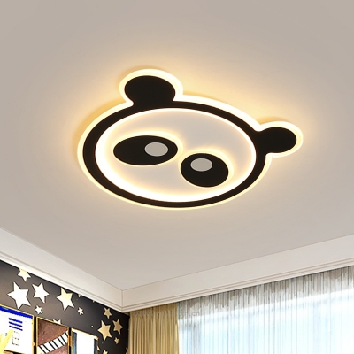 Black LED Panda Flush Mount Lamp Cartoon LED Acrylic Ceiling Flush in Warm/White Light for Children Room