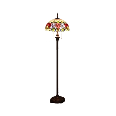 Blossom Floor Lighting Mediterranean Cut Glass 2 Heads Green Finish Standing Lamp with Dome Shade