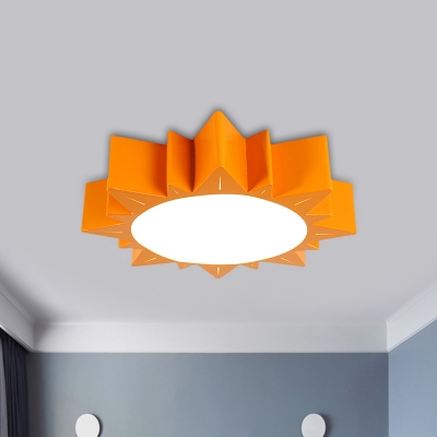 Cartoon Sun Flush Mount Light Acrylic LED Bedroom Close to Ceiling Lighting in Yellow/Blue/Green