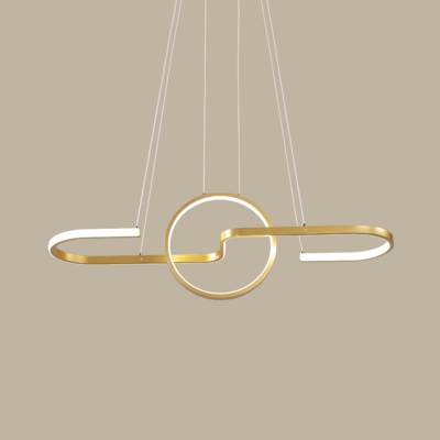 Circle LED Suspension Lighting Minimalism Metallic Black/Gold Multi Pendant in Warm/White Light for Restaurant