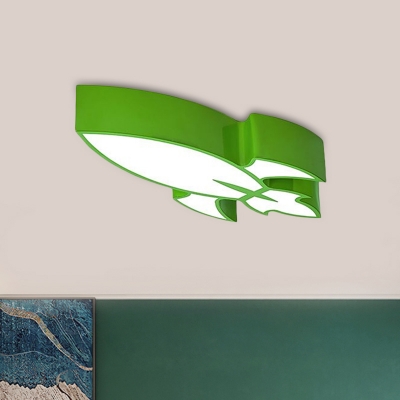 Contemporary LED Close to Ceiling Lamp Red/Blue/Green Rocket Flushmount Lighting with Acrylic Shade
