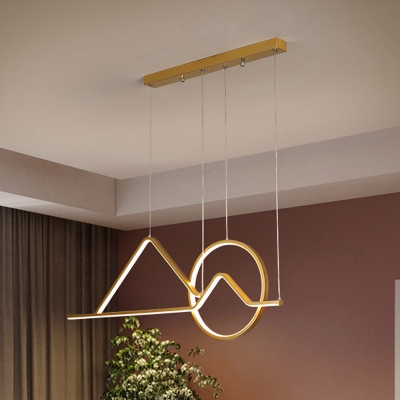 Contemporary LED Multi Pendant Black/Gold Round and Triangle Chandelier with Metal Shade