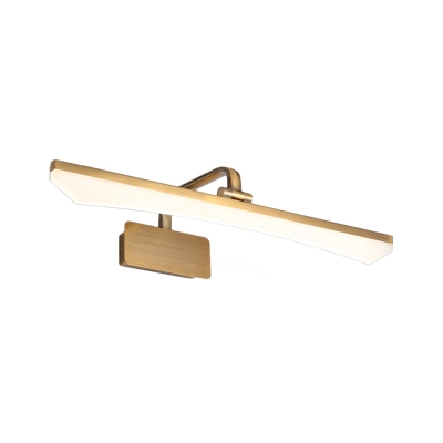 Curved Linear Washroom Wall Mounted Lamp Acrylic LED Modernist Adjustable Vanity Lighting in Gold, Warm/White Light