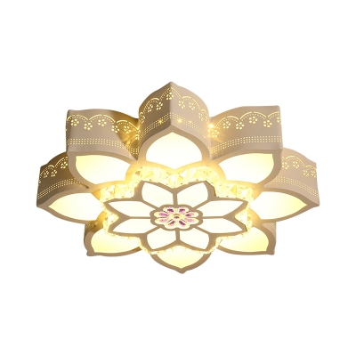 Flower Flushmount Lighting Simplicity Crystal LED White Close to Ceiling Lamp for Bedroom