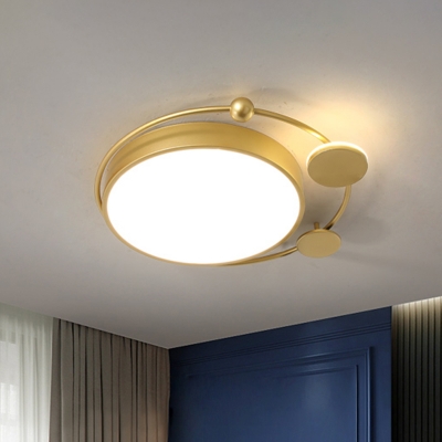 Gold Round Flushmount Ceiling Fixture Minimal LED Acrylic Flush Light for Bedroom