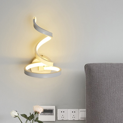 Grey Spiral/Knot/Musical Note Wall Light Contemporary LED Metallic Wall Lighting Ideas for Drawing Room