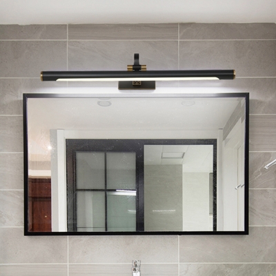 LED Washroom Wall Mounted Light Minimalism Black Vanity Lighting with Slim Tube Metal Shade