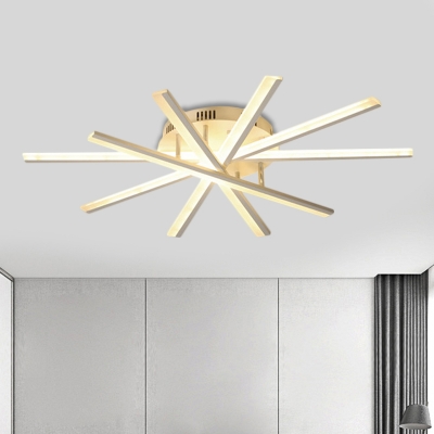 Metal Radial 5/9-Linear Semi Flush Mount Modernism LED White Ceiling Fixture in Warm/White Light