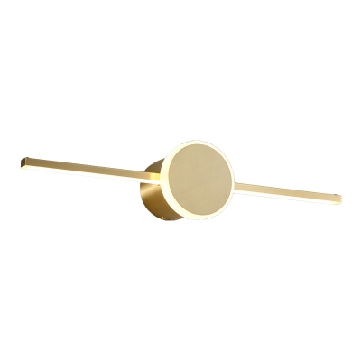 Metal Round and Linear Vanity Lamp Modern LED Wall Sconce Lighting in Gold for Bathroom