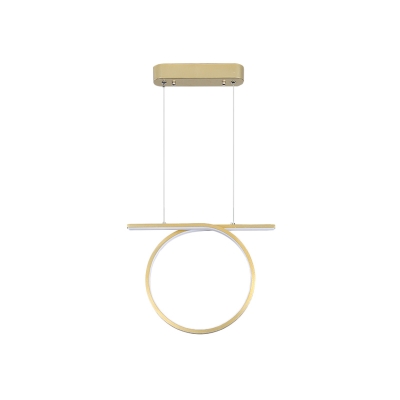 Modern Circular Pendant Lamp Metal LED Bedroom Hanging Light Fixture in Gold, Warm/White Light