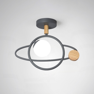 Orbit Metal Semi Flush Mount Light Nordic Style 1 Light Grey Finish Close to Ceiling Lamp for Corridor