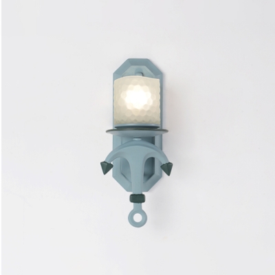 Resin Anchor Wall Mount Lighting Mediterranean 1/2 Light Wall Lamp with Cylinder Opaque Glass Shade in Blue