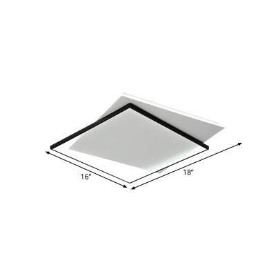 Simplicity LED Flush Mount Light Black Squared Ceiling Lighting with Metallic Shade, 18