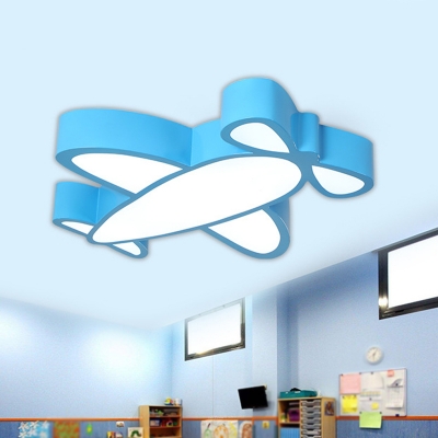 Simplicity Plane Flush Mount Acrylic LED Kindergarten Ceiling Light Fixture in Blue