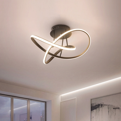 Swirl Wave Semi Flush Light Fixture, White Light Fixtures Bedroom