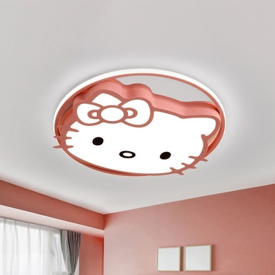 White/Pink/Blue Cat Flush Mount Lamp Minimalist LED Acrylic Ceiling Lighting in Warm/White Light for Bedroom
