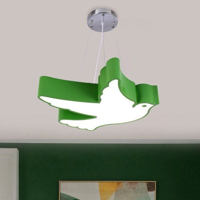 Acrylic Flying Bird Chandelier Lamp Cartoon Yellow/Red/Green LED Ceiling Pendant for Children Bedroom