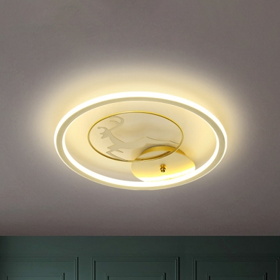 Acrylic Jumping Elk Ceiling Fixture Nordic LED Flush Mount Lighting Fixture in Gold